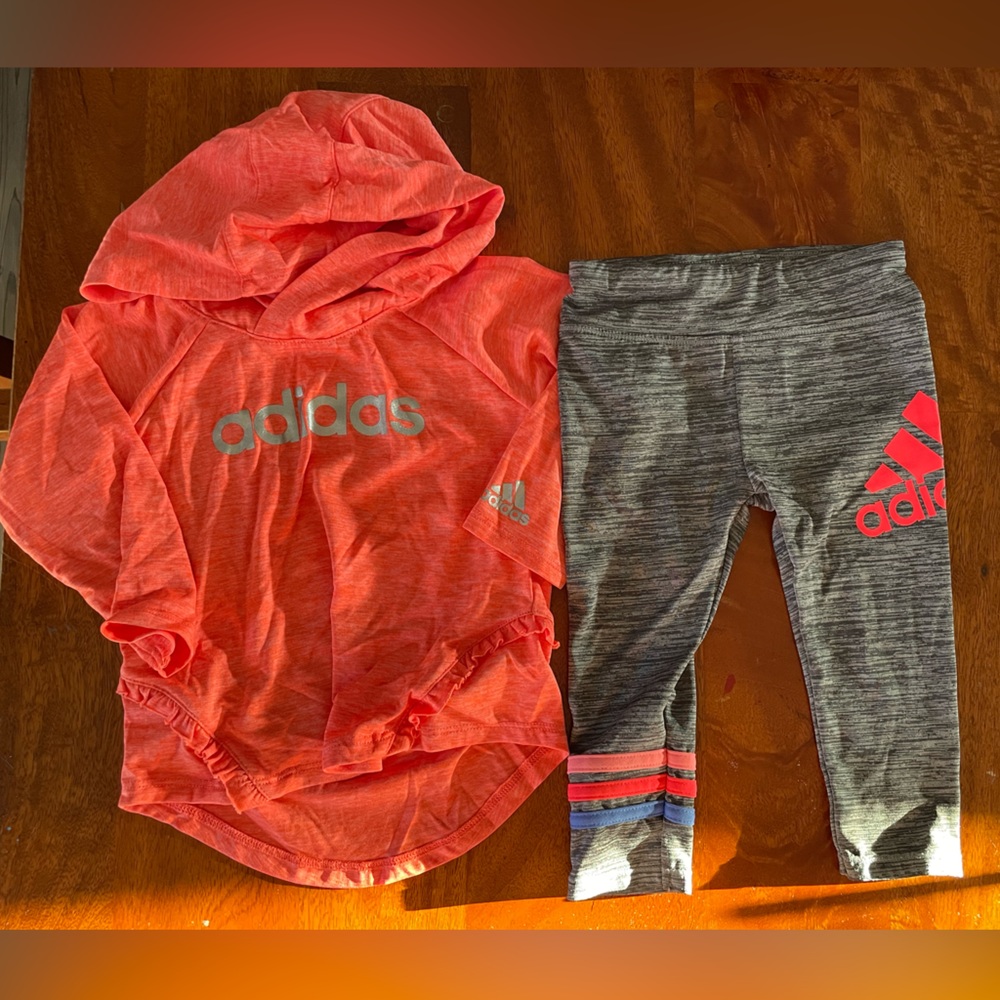 Adidas leggings and long sleeve hooded top